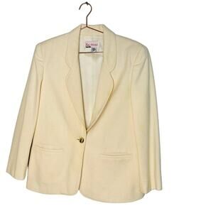Vintage Block Island Petites Wool Shoulder Pad Single Button Blazer Jacket size8